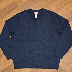 L.L. Bean Deep Navy Blue V-Neck Sweater